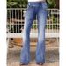 Women's Clothing Retro Side Button Mid Waist Slightly Flared Jeans_ecoleips.com