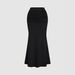 Black Leopard Print Women's Clothing Set European And American 2 Piece Mermaid Skirt Elegant Solid Color Cross Border_ecoleips.com