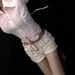 Women's Belted Denim Shorts American Style Hot Girl Star And Rhinestone Details Low Waisted Tight Straight Leg Hot Pants Autumn Rivets Hip Lift_ecoleips.com