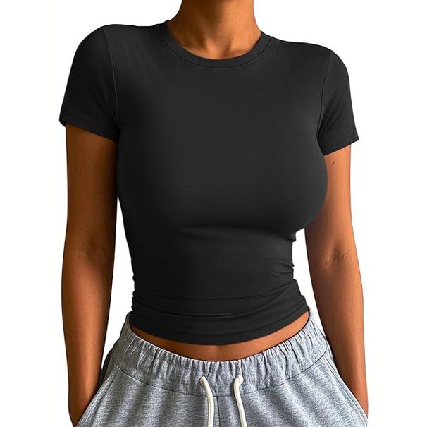 Slim-Fit Quick-Dry Workout T-Shirt – Stretchy Muscle Tee For Running & Gym | Sexy Crop Top For Women (Xs-Xl)_ecoleips.com