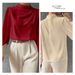 Aria Basics Aria Basics Solid Color Pleated Women's Blouse, Elegant Pullover Satin To, New Euroean And American Commuting Style Long Sleeve_ecoleips.com