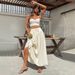Voya Women's Summer Vacation Casual Half Length Skirt With High Waist And Big Swing To Look Thin And Versatile Beach Long Dress_ecoleips.com