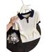 Women's Korean Style Ice Silk Knit T-Shirt Summer Thin Petite Cable Knit Short-Sleeved Collared Top_ecoleips.com