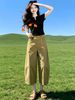 Gray Cargo Jeans for Women High Waist Wide Leg Casual Cropped Pants Slimming High Street Loose Fit New Summer Lazy Style_ecoleips.com
