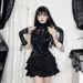 Women's Gothic Pleated Rose Suspender Top Streetwear Versatile Spiderweb Bow Tie Autumn New Style XS24216_ecoleips.com
