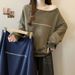 American Retro Off-Shoulder Long Sleeve Sweatshirt For Women, Autumn Winter, Fleece-Lined, Thickened, Loose Fit, Plus_ecoleips.com