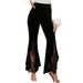 Women's Sexy High-Waisted Velvet Flared Trousers Lace Trimmed Autumn Winter Christmas Collection_ecoleips.com