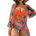 New Three Piece Bikini Swimsuit Long Sleeved Cover Up Sexy Women's Swimwear_ecoleips.com