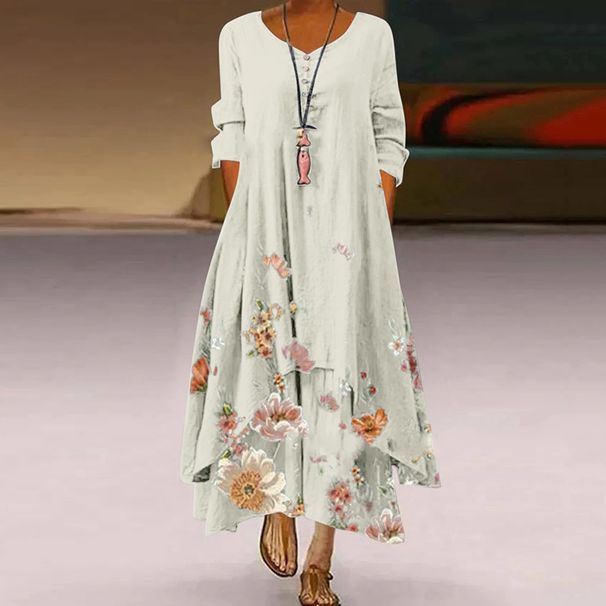 Cross-border 2022 Spring/Summer New Printed Long-Sleeve Loose Long European And American . Foreign Trade Women's_ecoleips.com