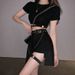 Half Disco Cool Street Outfit Set For Women Hip-Hop Workwear Hot Trendy Pure Top Girl Skirt Style_ecoleips.com