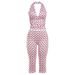 Summer Women's Halter Neck Backless V Neck Vest Polka Dot Slim Fit Capri Pants Set Sexy Style New_ecoleips.com