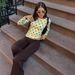 Women's European American Style round Neck Long Sleeve Polka Dot Print Slim Fit Base T-Shirt New Autumn Arrival_ecoleips.com
