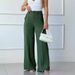 Women's Clothing Thin Trousers Solid Color Loose Pleated Wide Leg Casual Trousers Elastic Waist_ecoleips.com