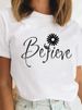 European American Cross-border Foreign Trade Women's Clothing, Simple Letter And Heart Print Round-neck Short-sleeve_ecoleips.com