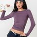 Women's Long Sleeved Yoga T-Shirt Round Neck Solid Color Breathable Quick Drying Fitness Sports Top For Running Badminton_ecoleips.com