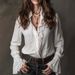 European-Style Lace Blouse – Long Sleeve V-Neck Top With Sheer Panels & Stretch Comfort (Breathable Polyester-Spandex Blend)_ecoleips.com