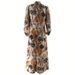 Women's Clothing Casual Fashion Temperament Round Neck Rear Zipper Elegant Swing Long Dress_ecoleips.com