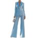 Women's Professional Suit Set – Solid Blue Long-Sleeve Blazer & Straight Trousers (S-XL, Autumn/Winter)_ecoleips.com