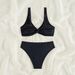 Women's Solid Color Halter High-Waisted Two Piece Bikini Swimsuit Set For Hot Springs Water Sports Sexy Vacation Style_ecoleips.com