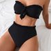 Women's Sexy Strapless Two Piece Swimsuit Solid Color Ruffled Slim Fit Bikini European American Style Swimwear_ecoleips.com