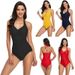 European And American New Fashion Cover-Up Slimming Women's Swimsuit Solid Color Backless One-Piece_ecoleips.com