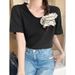 This Summer's Cotton-Linen T-Shirt Features A Soft, Korean-Style Design With A V-Neck And Snowflake-Patterned Cotton Sho_ecoleips.com