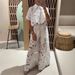 Fashion Casual Embroidered Lace Blouse High Waist Hollow Out Long Set Versatile Top Wide Leg Pants For Women_ecoleips.com