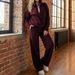 Women's Fleece Lined Warm Coat And High Waisted Straight Leg Pants Set Style Minimalist Design Casual Outfit_ecoleips.com
