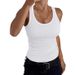 Women's Clothing Low Cut Crew Neck Sleeveless Ribbed T-Shirt Stretch Slim Fit Basic Vest Top Casual 2026_ecoleips.com
