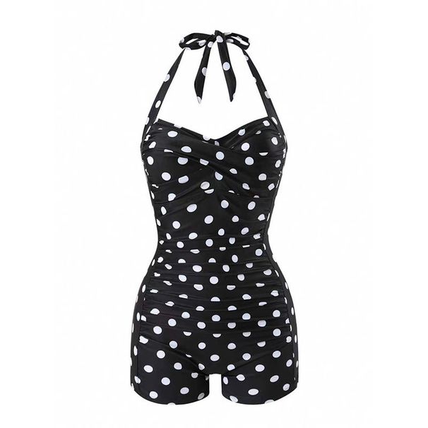 Women's One Piece Swimsuit Tie Up Conservative Slimming Flat Angle Bikini Beach Swimwear_ecoleips.com