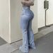 Women's High Waist Skinny Flared Jeans - Sexy Solid Color Denim Pants With Hip-Lifting Fit, Stretch Comfort For Everyday Wear_ecoleips.com