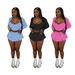 Women's Solid Color Shirt & Vest & Mini Skirt Set – 3-Piece Polyester Outfit (Sky Blue/Pink/Black, S-Xl)_ecoleips.com