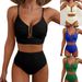 Women's Clothing 2 Piece Swimsuit For Women With Hollow Texture Fabric, Slim Fit, Sexy Ribbed Metal Decoration, Swimsuit Set For Women_ecoleips.com