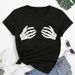 European And American Cross-border Foreign Trade Wholesale Clothing Skull Handprint Round-neck Plus-size Short-sleeve_ecoleips.com