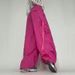Women's Clothing Street Hip Hop Pink Woven Pants For Women Loose Drawstring Waist Ribbon Design Cuffed Jazz Dance Trousers Trend_ecoleips.com