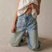 Women's Clothing Retro Non Elastic Washed Straight Workwear Jeans Street Fashion Wide Leg Jeans_ecoleips.com