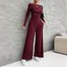 Autumn/Winter Women's Y2k Slim Fit Long-Sleeved Top With Wide-Leg Pants Set_ecoleips.com