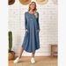 New Women's Clothing, Solid Color Knitted Side Seams In The Pockets, Curved Hem Loose Dress_ecoleips.com