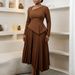 Spring New Temperament Elegant Diagonal Neck High Waist Medium And Long Dress_ecoleips.com
