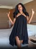 Summer New Arrival Women's Sexy Solid Color Halter Neck Chiffon Dress Double Layer Tie Backless Irregular Dress_ecoleips.com