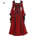 Aria Basics Aria Basics 2022 Foreign Trade European And American Medieval Retro Hooded Square Neck Tie Bell Sleeve Flared Dress_ecoleips.com