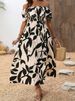 Cross-border European And American 2025 Summer New Sexy Slim Fit Printed Off-shoulder Dress_ecoleips.com