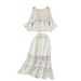 Bohemian Knit Two-Piece Set - Loose Hollow Knit Cardigan & High Waist Fishtail Skirt, Holiday Vacation Outfit_ecoleips.com
