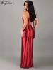 Hugcitar Elegant Halter Solid Sleeveless Ruched Slit Sexy Slim Maxi Prom Dress 2025 Spring Women Clothes Evening Party Festival_ecoleips.com