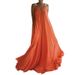 2025 Summer Orange V-neck Long Bohemian Plus Size Strap Dress Versatile_ecoleips.com