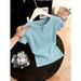 Women's Summer Fashionable Short Sleeve Knitted T-Shirt Korean Style Stylish Top Hot Selling Item_ecoleips.com