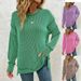 2026 European American Cross-border Women's Clothing Autumn And Winter New Twist Stripe Slit Long-sleeve Loose_ecoleips.com