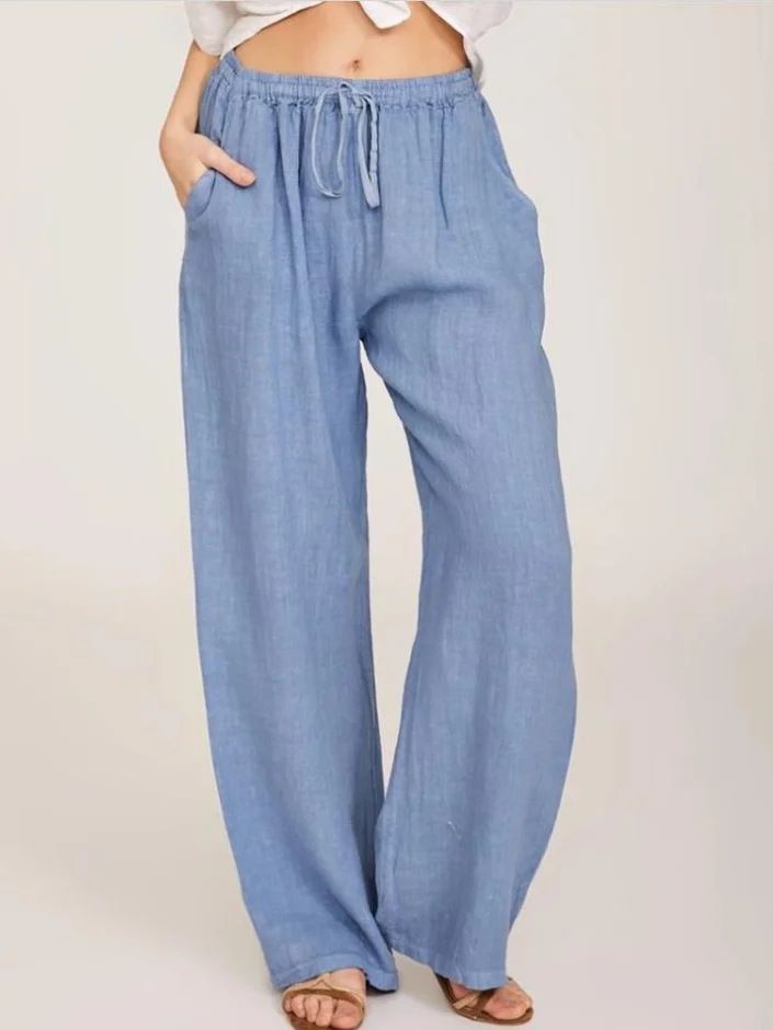 Suitable For All Seasons 2024 Autumn New Fashion Drawstring Loose Wide-leg Casual Women's Pants_ecoleips.com