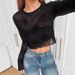 European American Cross-border 2026 Autumn And Winter New Elegant Black Transparent Ruffled Spider Web T-shirt Top_ecoleips.com