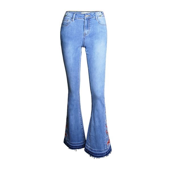 Women's Clothing Wide Leg Pants Denim Bell Bottoms Women's Embroidered Embroidered Trousers_ecoleips.com